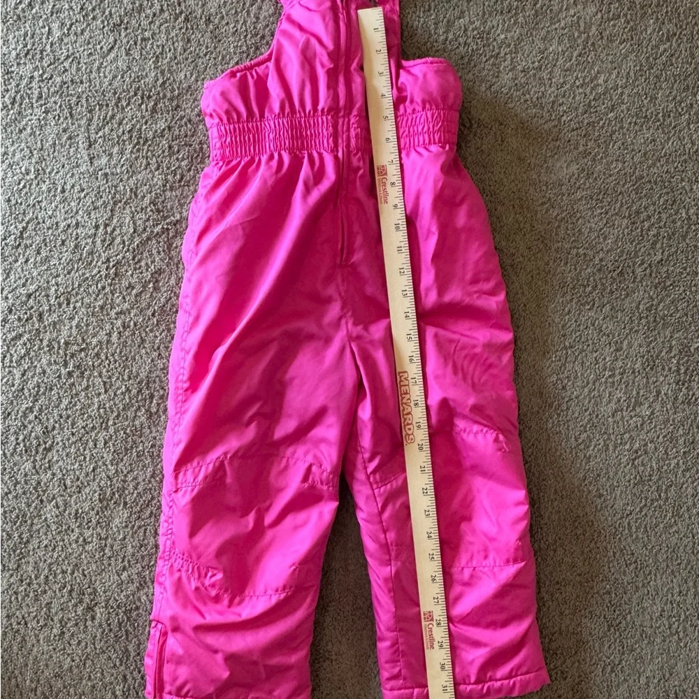 Faded Glory Pink Snow Bibs Girls Size‎ 5T Insulated Adjustable Straps Zipper